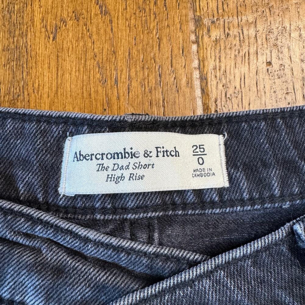 Abercrombie & Fitch The Dad Shorts Womens 25/0 Black Denim Button Fly High Rise - Picture 2 of 8